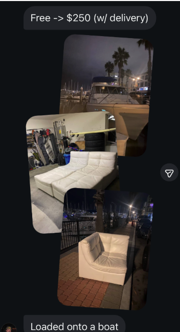 Mike's free pickup sold for $250 with delivery